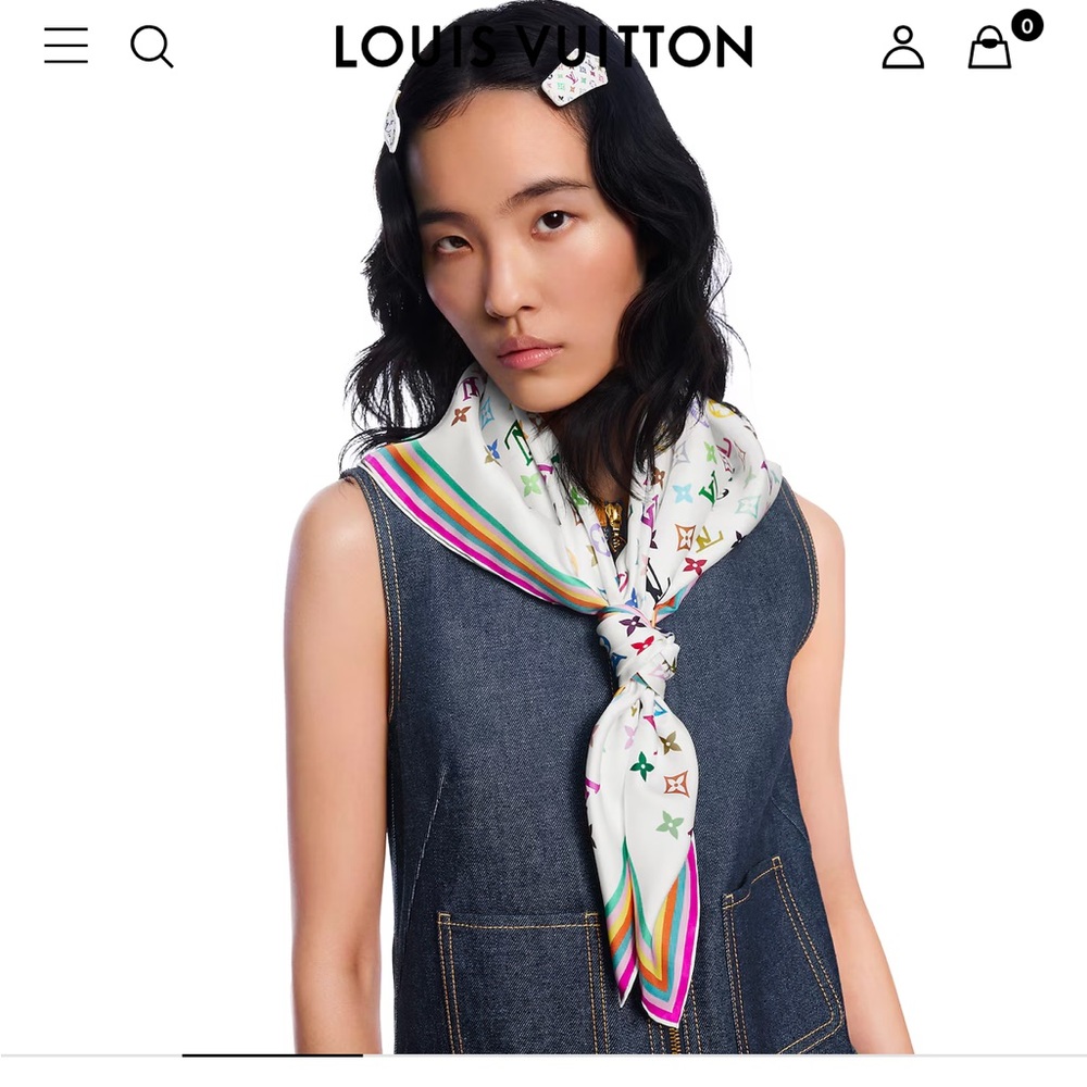 Louis Vuitton x Takashi Murakami Monogram Multicolor Square 90 White